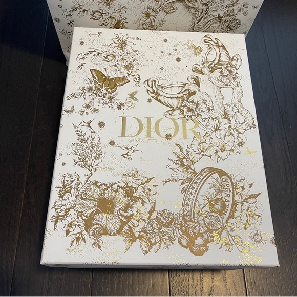 Dior shopping box box holiday gift box limited white gold with tissue and ribbon - Picture 3 of 11
